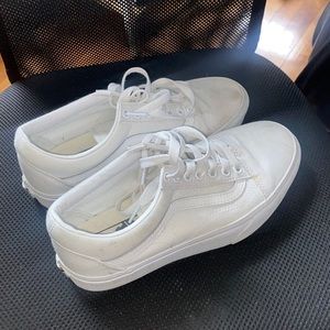 VANS Old Skool Platform Shoes White 8.5
